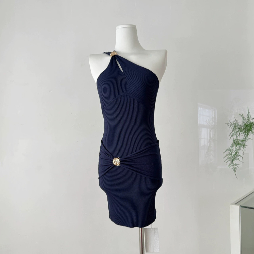 ZARA Stylish Off Shoulder High Waist Cinched Knit Bodycon Dress Slim Fit
